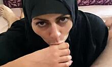 beautiful arab housewife mia niqab eats husband's balls and swallows cum in homemade thong video