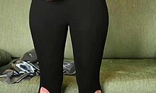 Photoshoot with hazel ash in shiny button down and yoga pants