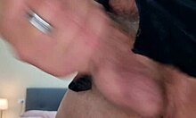 Ansima moans while squirting and peeing, horny guy tears panties and jerks cock fast