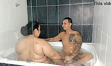 I gave a rich bath to my stepmother's whore while stepfather was out.