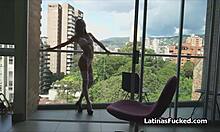 Busty latina fucked in white lingerie