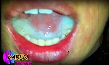 Karen plays with huge cum in mouth slow motion
