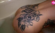 Cute girl jerks tight pussy with big dildo