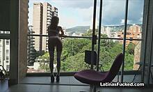 Busty latina fucked in white lingerie