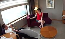 Tall busty Japanese student in model audition