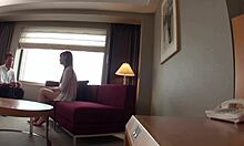 Tall busty Japanese student in model audition