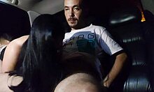 Hot wife sucks her cuckold husband while Uber driver roughly fucks her big ass