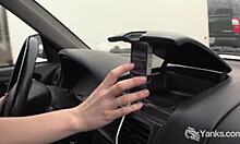 sexy lou lebonne cums solo in the car while watching