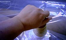 dominatrix mistress april gives fresh warm pee in outdoor homemade toilet with electro pussy massage and piercing fetish.