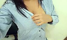 Secretary waits in boss's office, feeling excited