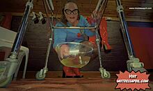 dominatrix mistress april gives fresh warm pee in outdoor homemade toilet with electro pussy massage and piercing fetish.