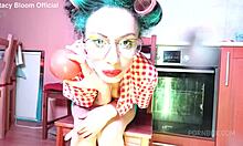 Desperate housewife bored at home with balls inside wet pussy