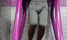 skinny pretty girl uses workout machine at the gym