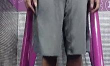 skinny pretty girl uses workout machine at the gym