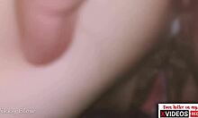 Cuckold watches lover fill pussy with cum, then licks it clean