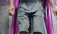 skinny pretty girl uses workout machine at the gym