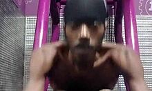 skinny pretty girl uses workout machine at the gym