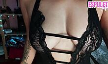 Latina Brunette in Lingerie Guides Amateur's Handjob with Dominant Femdom Touch