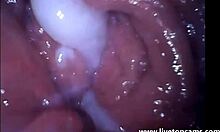 Girl cums hard during extreme masturbation session with friend. Filmed from inside her vagina at secretfriends com.