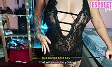 Latina Brunette in Lingerie Guides Amateur's Handjob with Dominant Femdom Touch