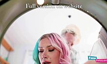 fresh and innocent petite brunette babe gets her tight pussy nailed in the ass while stuck in the washing machine