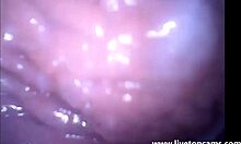 Girl cums hard during extreme masturbation session with friend. Filmed from inside her vagina at secretfriends com.