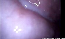 Girl cums hard during extreme masturbation session with friend. Filmed from inside her vagina at secretfriends com.