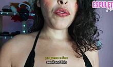 Latina Brunette in Lingerie Guides Amateur's Handjob with Dominant Femdom Touch