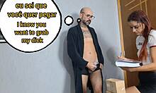 Perverted Grandma Greets Delivery Guy With Exposed Cock