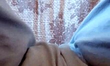 amateur milf orgasms in bedroom while touching in pajamas