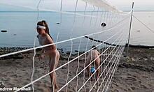 Young teens expose shaved bodies on beach