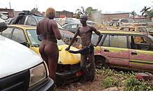 Intense Public Fuck In The Garage: Mechanic's Big Cock Makes Client Squirt Hard On The Car Hood