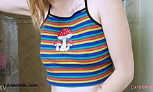 Elegant shy model enjoys a sensual bath