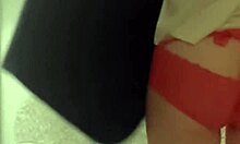 Shooting slender Japanese girl in red sexy shorts