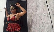 Exotic dancer warms up by spreading her legs wide open