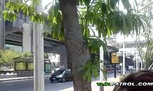 Oh man, this sweet Asian teen 18+ is getting her tight pussy slammed so hard outdoors 😈