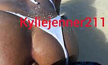 Latina Prostitute Gives Ass on Public Beach After Being Convinced