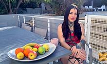 Laeticia Shows Off Sexy Tattoo And Small Waist As Brunette Milf Slut