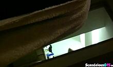 jenny gives blowjob backstage with cum in mouth