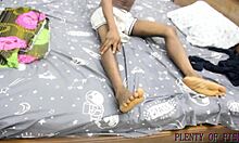 Bbw housewife seduced the room keeper during yoga and gave a quick blowjob, wow