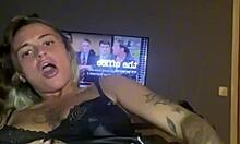 Horny goth teen plays solo with her big tits and ass