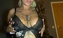 Horny goth teen plays solo with her big tits and ass