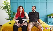 Hot bbw redhead Leia bangs her boyfriend roughly