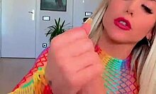 hot blonde moans while deepthroating huge fake tits cock compilation