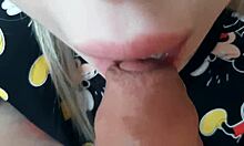 Intense blowjob from blonde girl miki mouse with blue eyes
