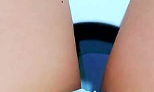 i finger my hairless asian pussy in the office bathroom