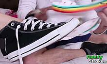 Curious teen learns to suck monster cock while fucking stepbrother!