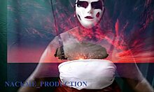 Plump ebony cosplays as spirit wife in roleplay