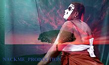 Plump ebony cosplays as spirit wife in roleplay