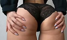 Blonde amateur milf tries on panties and reveals her naked body.